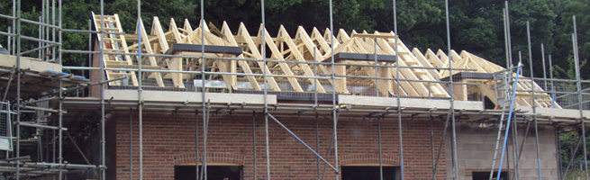 House extension roof under construction. Bournemouth house extension by TP Carpentry